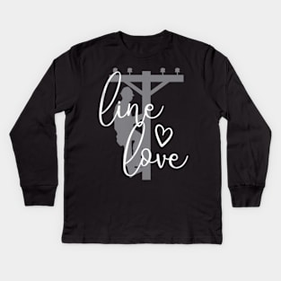 Line Love Electrical Linemans Wife or Girlfriend Kids Long Sleeve T-Shirt